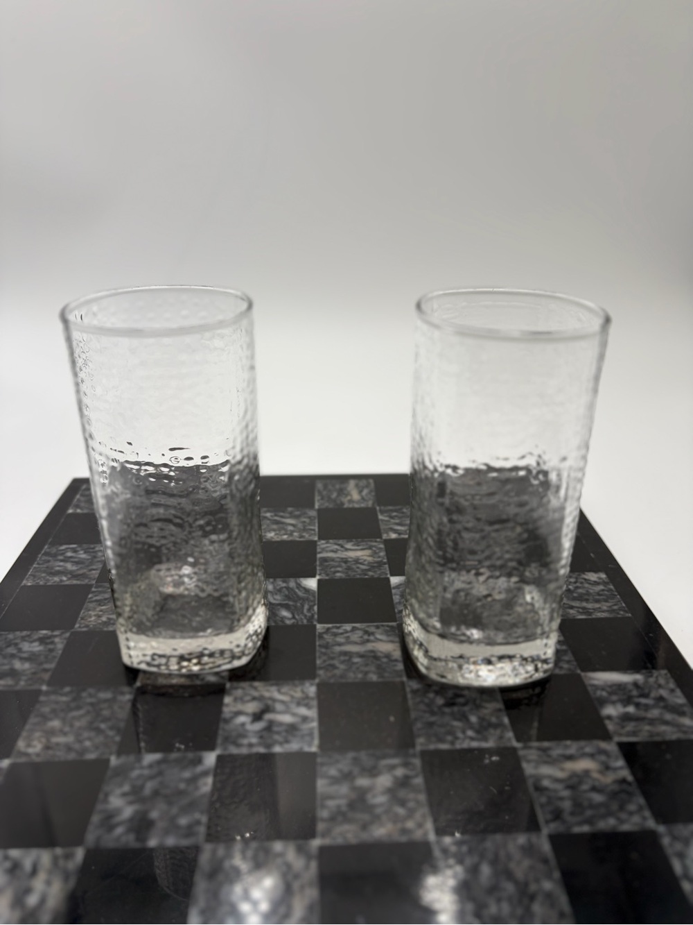Vintage Libbey Crisa Clear Dimpled Pinched Grip Glass Tumbler, Set of 2